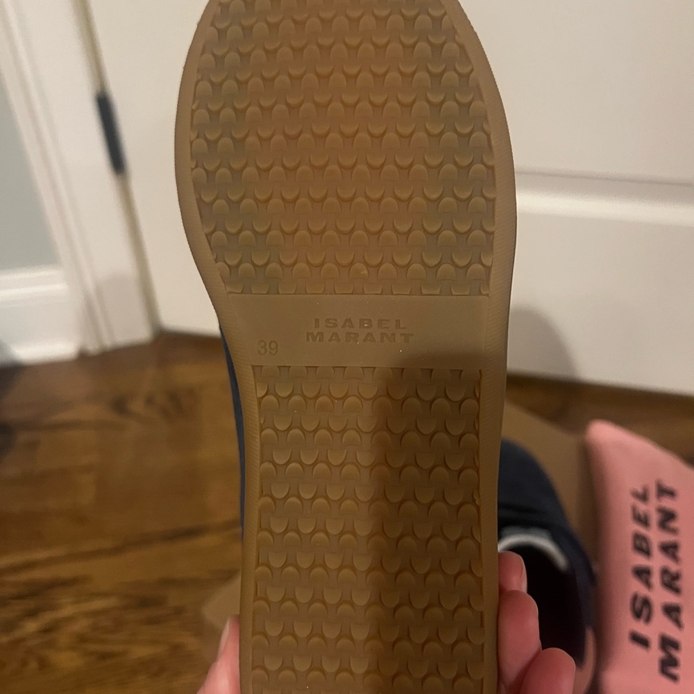 Brand New Isabel Marant Beth Low Top Sneaker in Blue Suede w Pink Logo Size 39 - Picture 6 of 10
